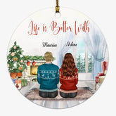 Couple With Cat Ornament - Up To 4 Cats Personalized Ornaments For Couple